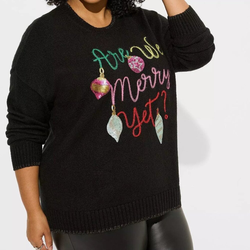 Torrid Black Are We Merry Yet Pullover Crew Sweater in Size 2 (18/20)